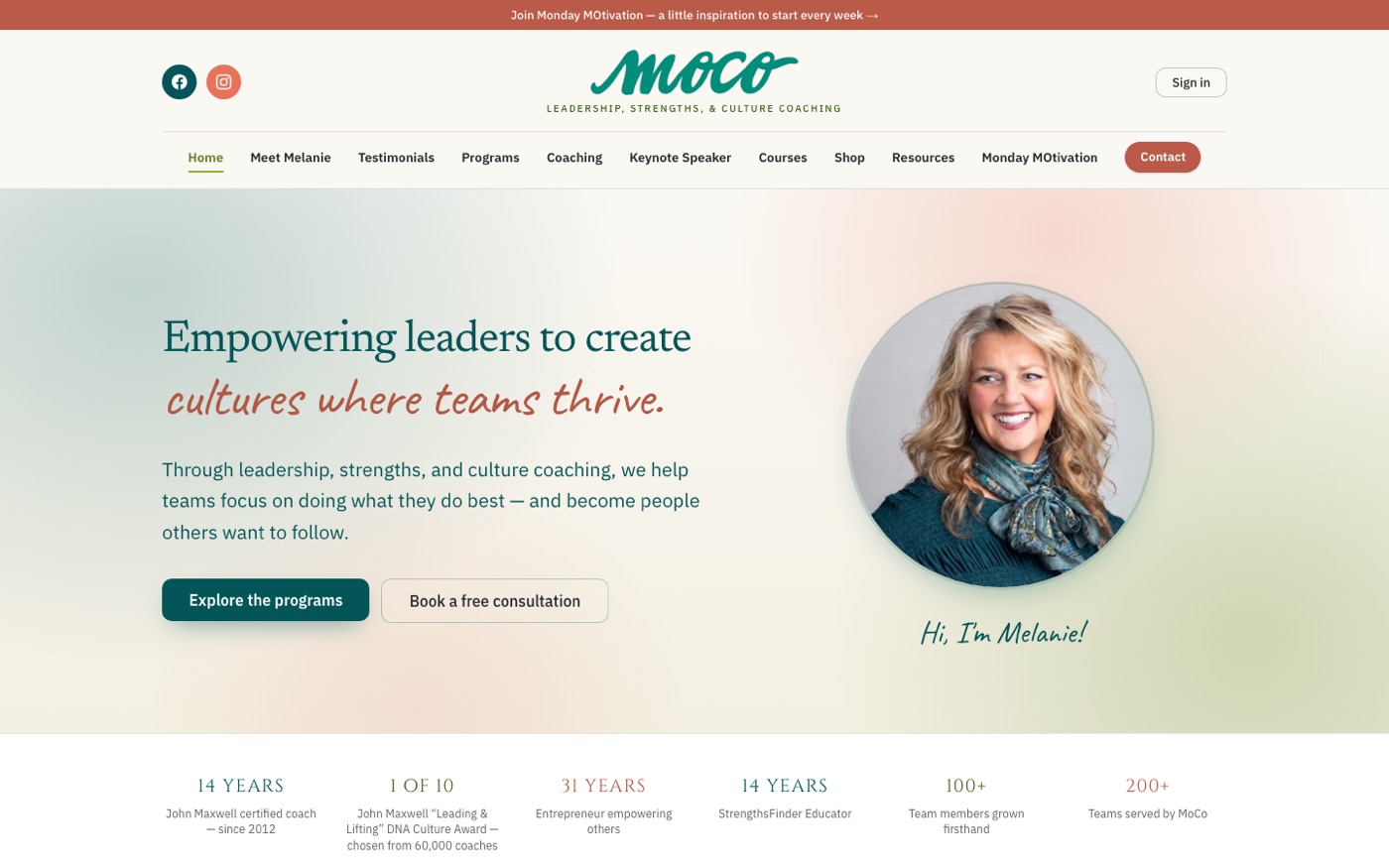 MoCo Leadership website on a desktop
