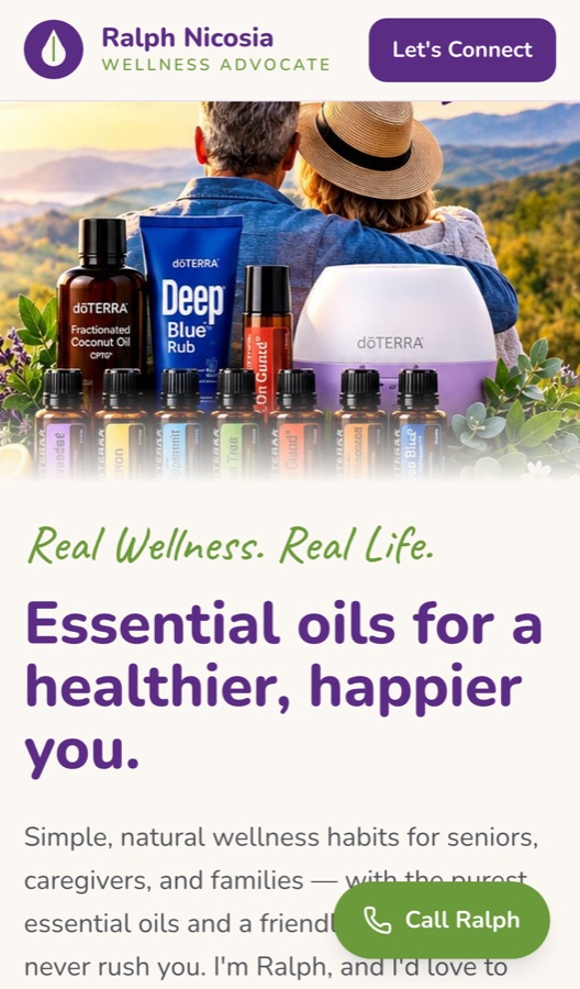 Ralph Nicosia · Real Wellness. Real Life. website on a phone